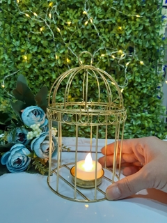 jaula 17 cm porta vela dorada o bronce -rose gold- - tienda online