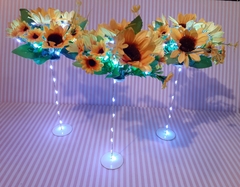 centro de mesa ramo de girasoles con luz led