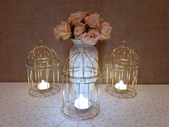 jaula 17 cm porta vela dorada o bronce -rose gold- - tienda online
