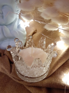 coronita de vidrio con vela de soja aromatica - tienda online