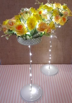 Centro de mesa rejita flores y luz led 40 cm