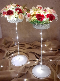Centro de mesa rejita flores y luz led 40 cm - tienda online