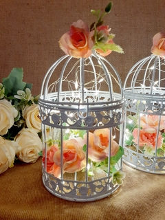 Imagen de Jaula 16cm con Flores Y Luces Led