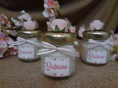frasquito con vela de soja aromatica con flores - tienda online