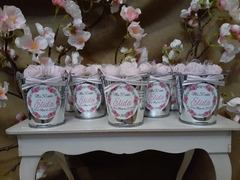 Imagen de Mini Balde Metalicos Souvenir Con Flores