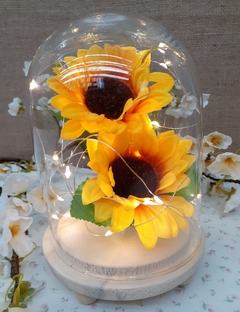 cúpula de vidrio girasol con luces led en internet