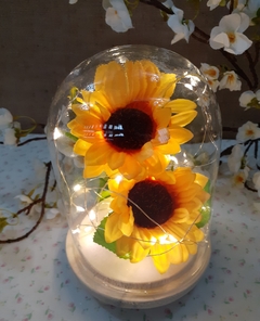 cúpula de vidrio girasol con luces led - comprar online