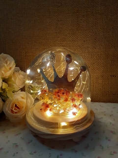 CENTRO DE MESA cupula con aplique y flores secas 10x10 cm - Somos tu Evento