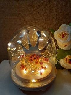 CENTRO DE MESA cupula con aplique y flores secas 10x10 cm - comprar online