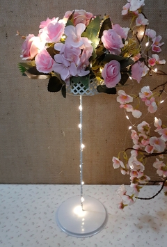 Centro de mesa rejita flores y luz led 40 cm