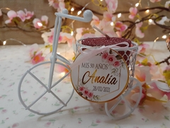 Souvenir Mini Bici redonda Con Vela Y Tarjeta - tienda online
