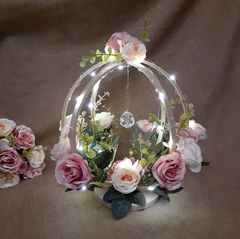 centro de mesa 3 aros floral c/luces led - comprar online