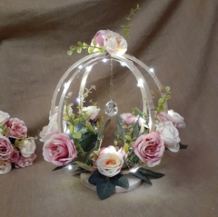 centro de mesa 3 aros floral c/luces led - tienda online