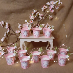 souvenir mini balde color con vela de soja - comprar online