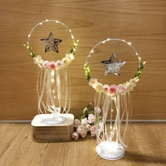centro de mesa atrapa sueños de hierro floral con luces led - comprar online