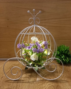 Centro De Mesa Carroza Grande Con Flores y Luces Led 30cm - Somos tu Evento