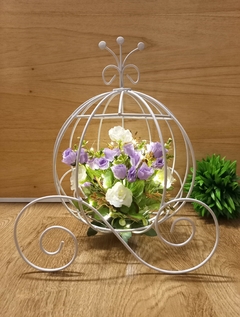 Centro De Mesa Carroza Grande Con Flores y Luces Led 30cm - comprar online