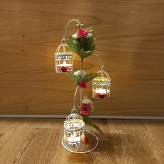 Centro De Mesa 3 Jaulitas Con Flores 15 Años Boda