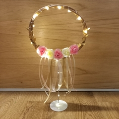 centro de mesa atrapa sueños floral con luces led