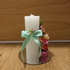 Centro De Mesa Velon Con Flores Y Espejo - Somos tu Evento