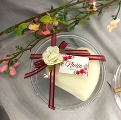 Souvenir Cajita De acrilico con jabon en forma de corazon