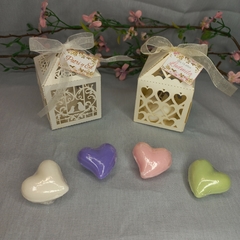 Souvenir Cajita De Opalina Con Jabon En Forma De Corazon - Somos tu Evento