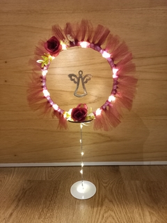CENTRO DE MESA aro con tul, dije colgante y luz led - comprar online