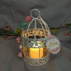 Souvenir jaulita con vela led y flores 10 cm - Somos tu Evento
