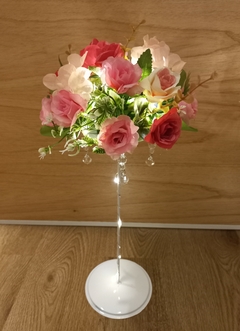 Centro de mesa floral 45 cm con caireles y luces led