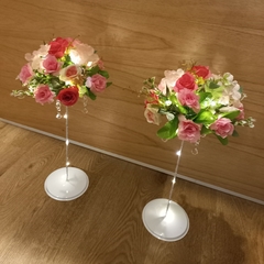 Centro de mesa floral 45 cm con caireles y luces led - comprar online