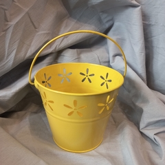 Balde Con MANIJA CALADO FLORES Metal 12,5 X 15 Cm - tienda online
