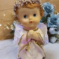 ANGEL ARRODILLADO 10 CM CON LUZ MULTICOLOR - Somos tu Evento