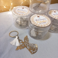 llavero angelito con cajita personalizada