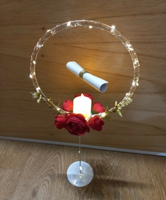Centro de mesa egresados Aro Led con diploma
