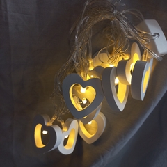 GUIRNALDA LED CORAZONES MADERA