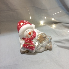 ADORNO NAVIDAD MUÑECO DE NIEVE CON LUZ CERAMICA - Somos tu Evento
