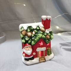 ADORNO NAVIDAD CASITA CON LUZ CERAMICA PAPA NOEL en internet