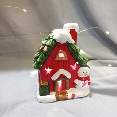 ADORNO NAVIDAD CASITA CON LUZ CERAMICA PAPA NOEL - comprar online