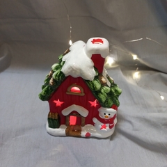 Imagen de ADORNO NAVIDAD CASITA CON LUZ CERAMICA PAPA NOEL