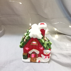 ADORNO NAVIDAD CASITA CON LUZ CERAMICA PAPA NOEL - tienda online