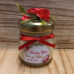 frasquito con vela de soja aromatica con flores