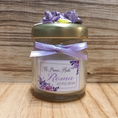 frasquito con vela de soja aromatica con flores en internet