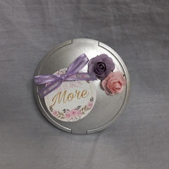 Souvenir espejo redondo con flores