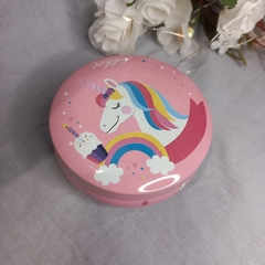 lata unicornio redonda 8cm - Somos tu Evento