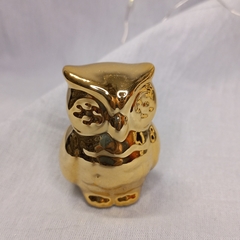 Adorno buho ceramica metalizado 5 cm