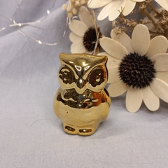 Adorno buho ceramica metalizado 5 cm - Somos tu Evento