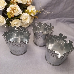 MACETITA Balde Metal Zinc Flores