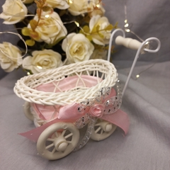 Mini Cochecitos/ Carrito Mimbre Souvenir Decoración