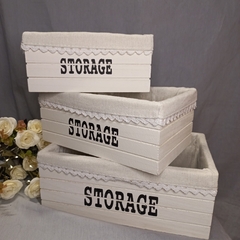 Imagen de Set 3 Cajones De Madera Y Tela Deco STORAGE