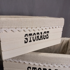 Set 3 Cajones De Madera Y Tela Deco STORAGE en internet